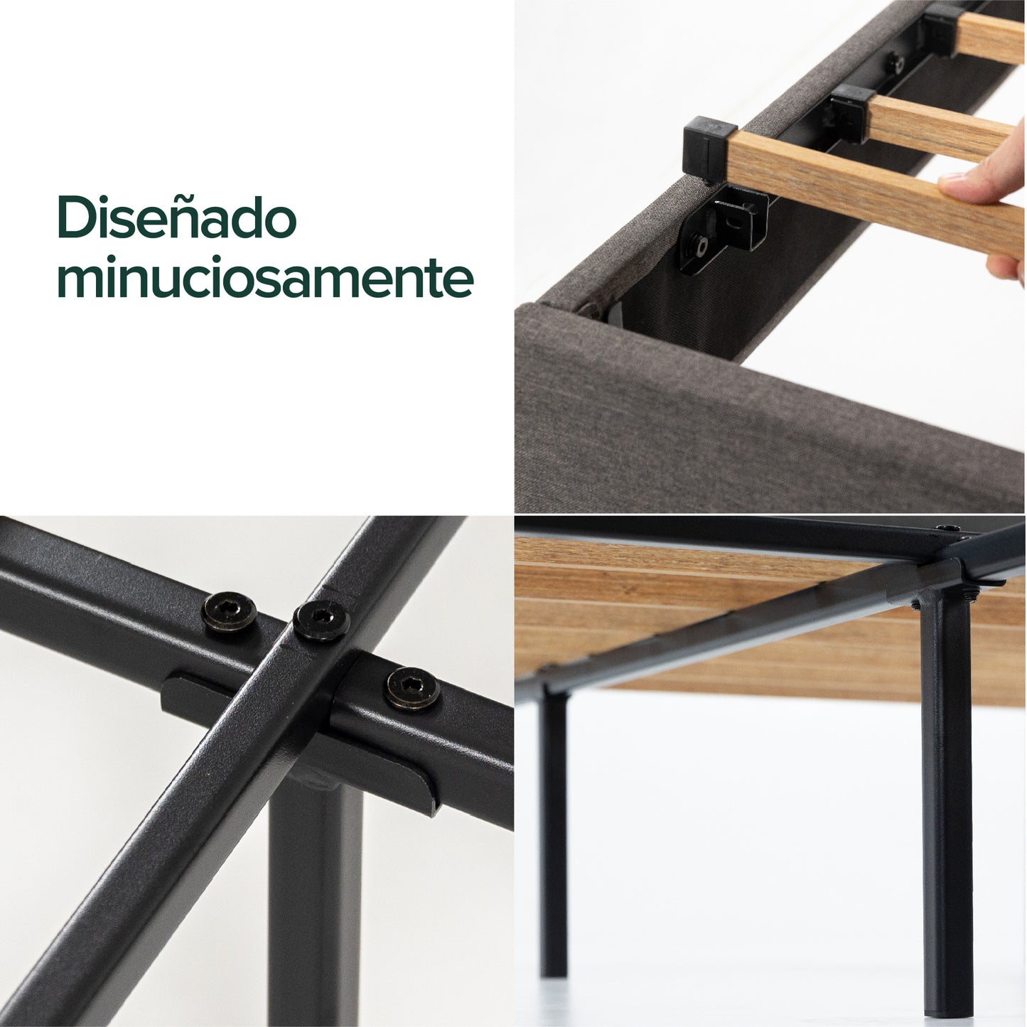 Base de cama Europea con respaldo Zinus 2 plazas150x190x30cm