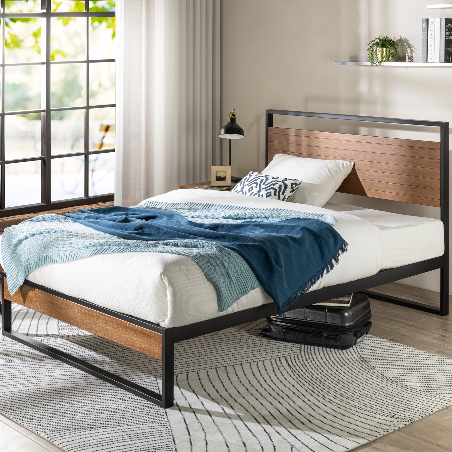 Base cama con respaldo SUZANNE Zinus 2 plazas 150x190x36cm