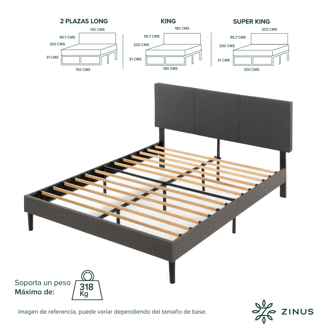 Base de cama CAMBRIL con respaldo Zinus 2 plazas150x190x30cm