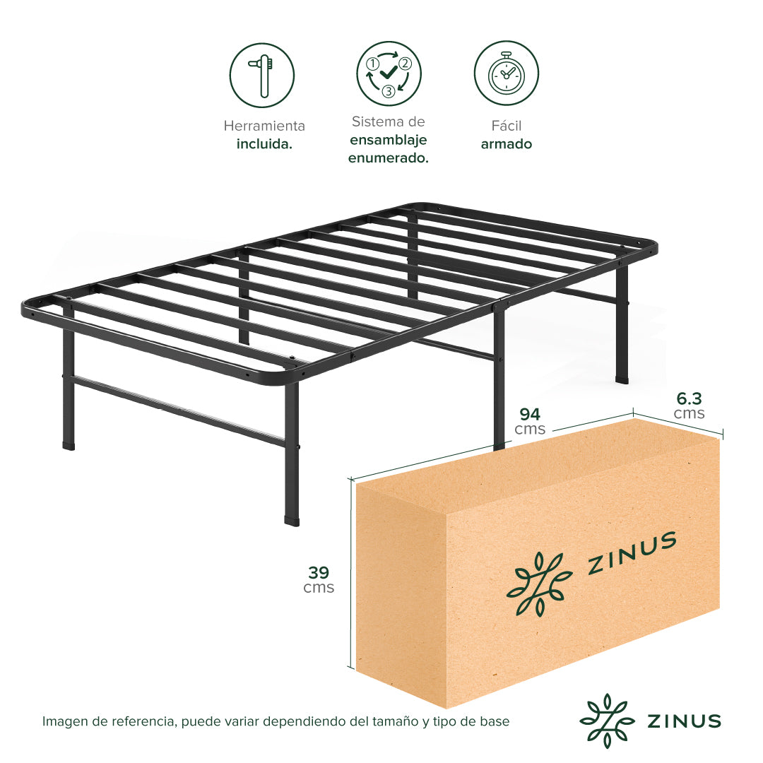 Base de Cama Zinus 1 Plaza 90x190x30cm Rumi