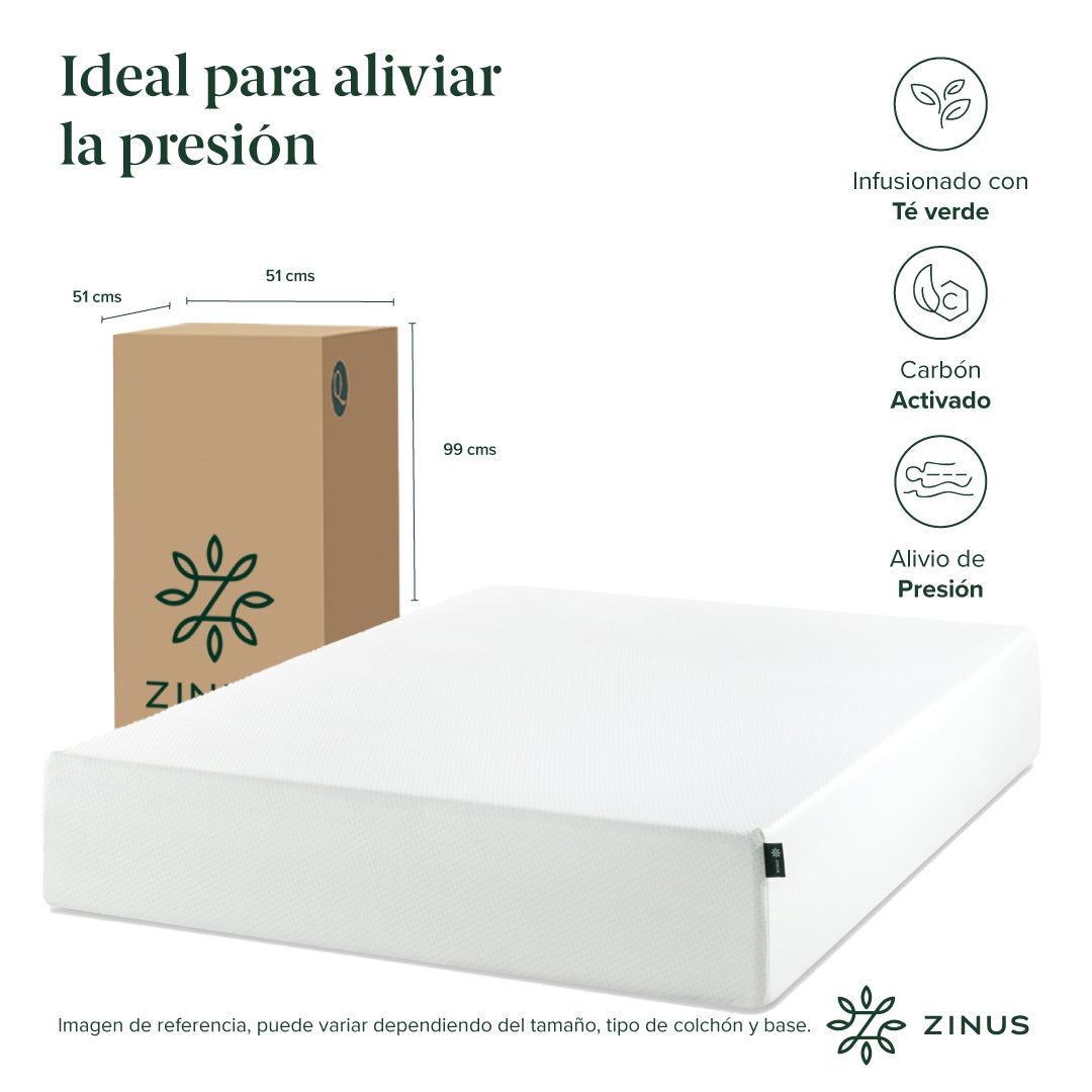 Cama Cambril Zinus Colchón Espuma 2 Plazas Long 30cms