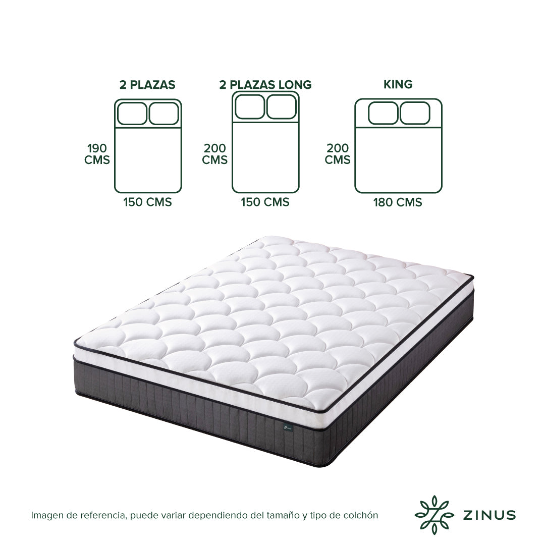 Colchón Zinus 1.5 Plazas Long 105x200x25cm Espuma y Resortes