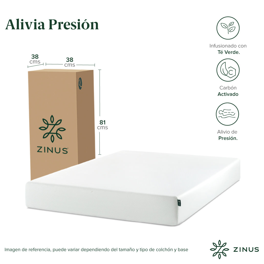 Cama Abel Zinus Colchón Espuma 2 Plazas Long 25cms