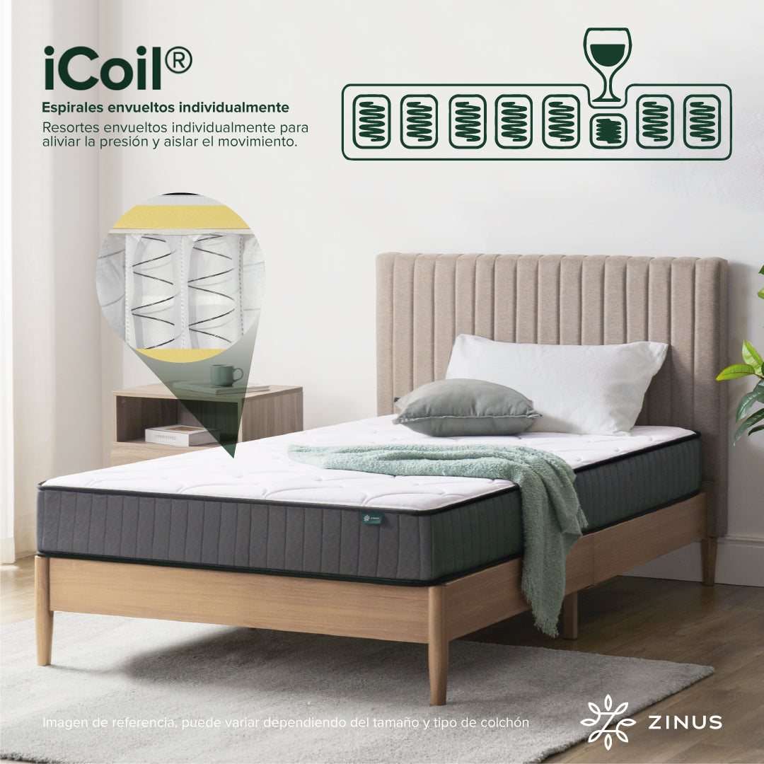 Colchón Zinus 1.5 Plazas 105x190x20cm Espuma y Resortes