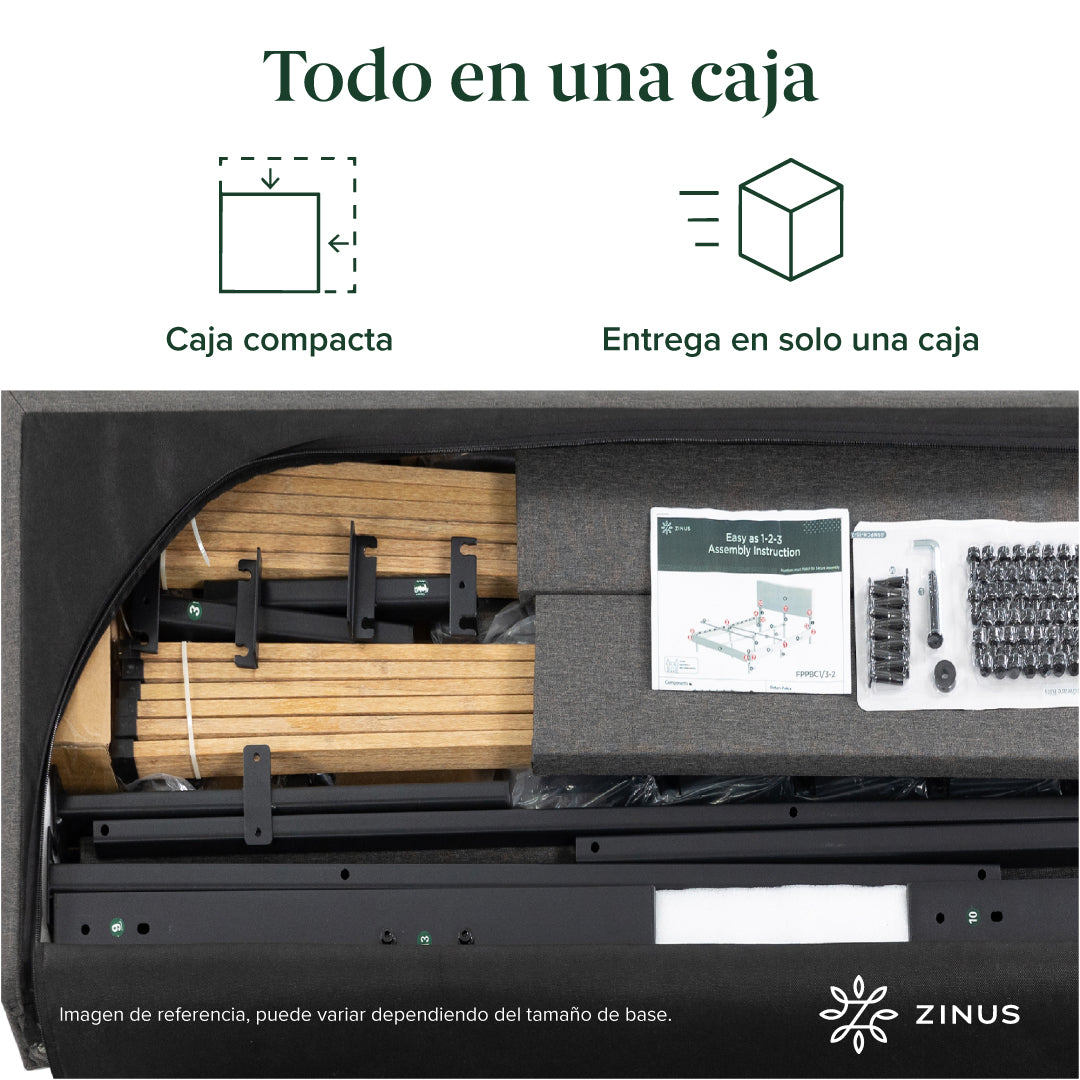 Base de cama CAMBRIL con respaldo Zinus 2 plazas150x190x30cm