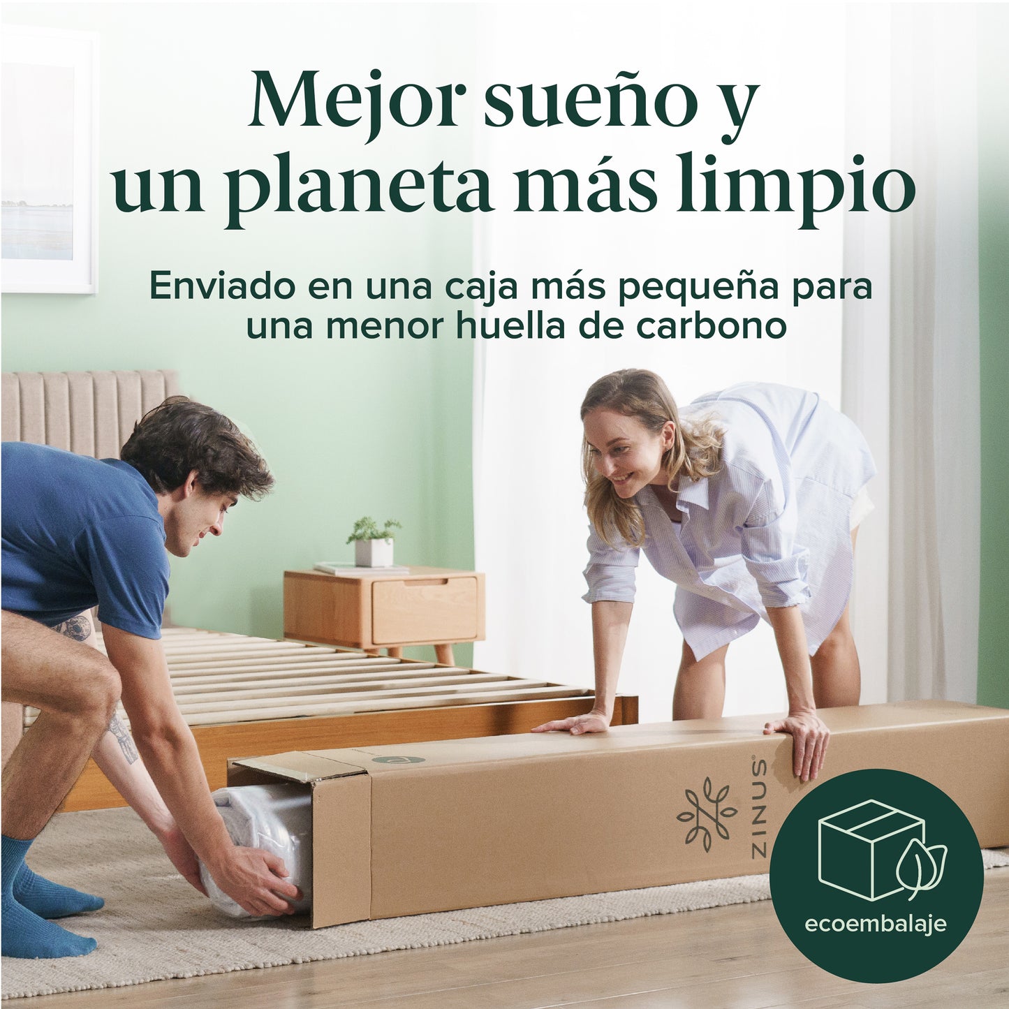 Cama Joseph Zinus Resortes Pocket 1.5 Plazas Long 25cms