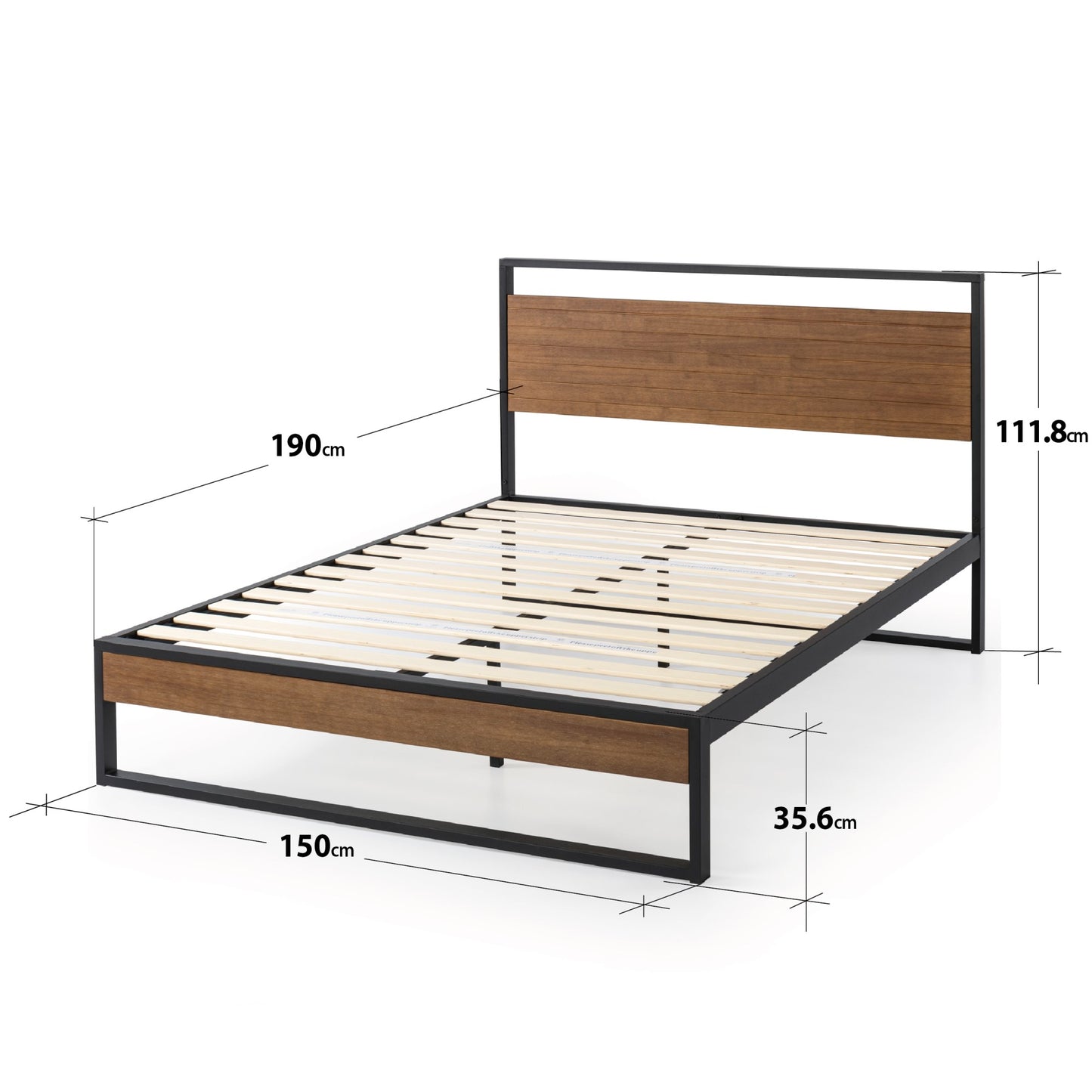 Base cama con respaldo SUZANNE Zinus 2 plazas 150x190x36cm
