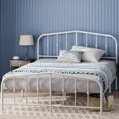 Base de cama de metal Heidi Blanca con respaldo