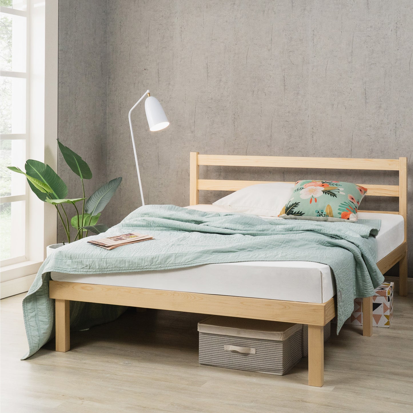Base de Cama Europea Madera con Respaldo Zinus