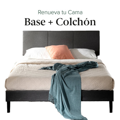 Cama Cambril Zinus Colchón Espuma 2 Plazas Long 30cms