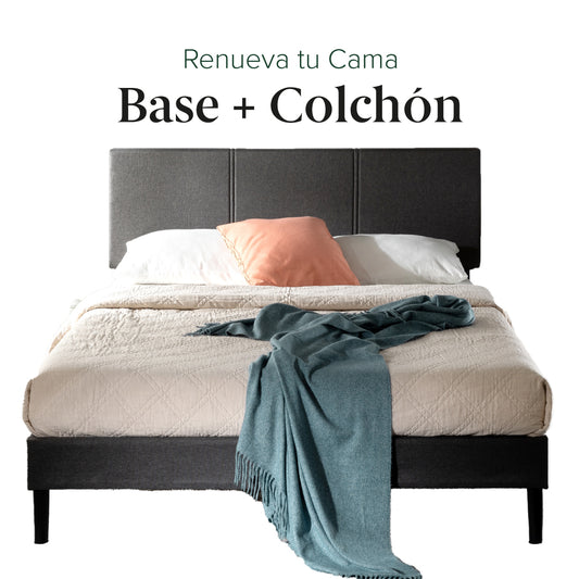 Cama Cambril Zinus Colchón Espuma 2 Plazas Long 30cms