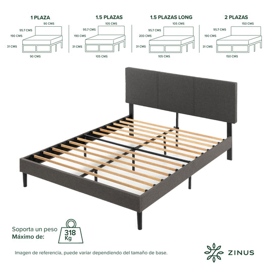 Base de cama CAMBRIL con respaldo Zinus King 180x200x30cm
