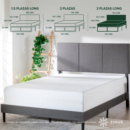 Cama Cambril Zinus Colchón Espuma 2 Plazas Long 30cms