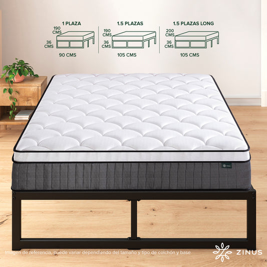 Cama Abel Zinus Resortes Pocket 2 Plazas Long 25cms