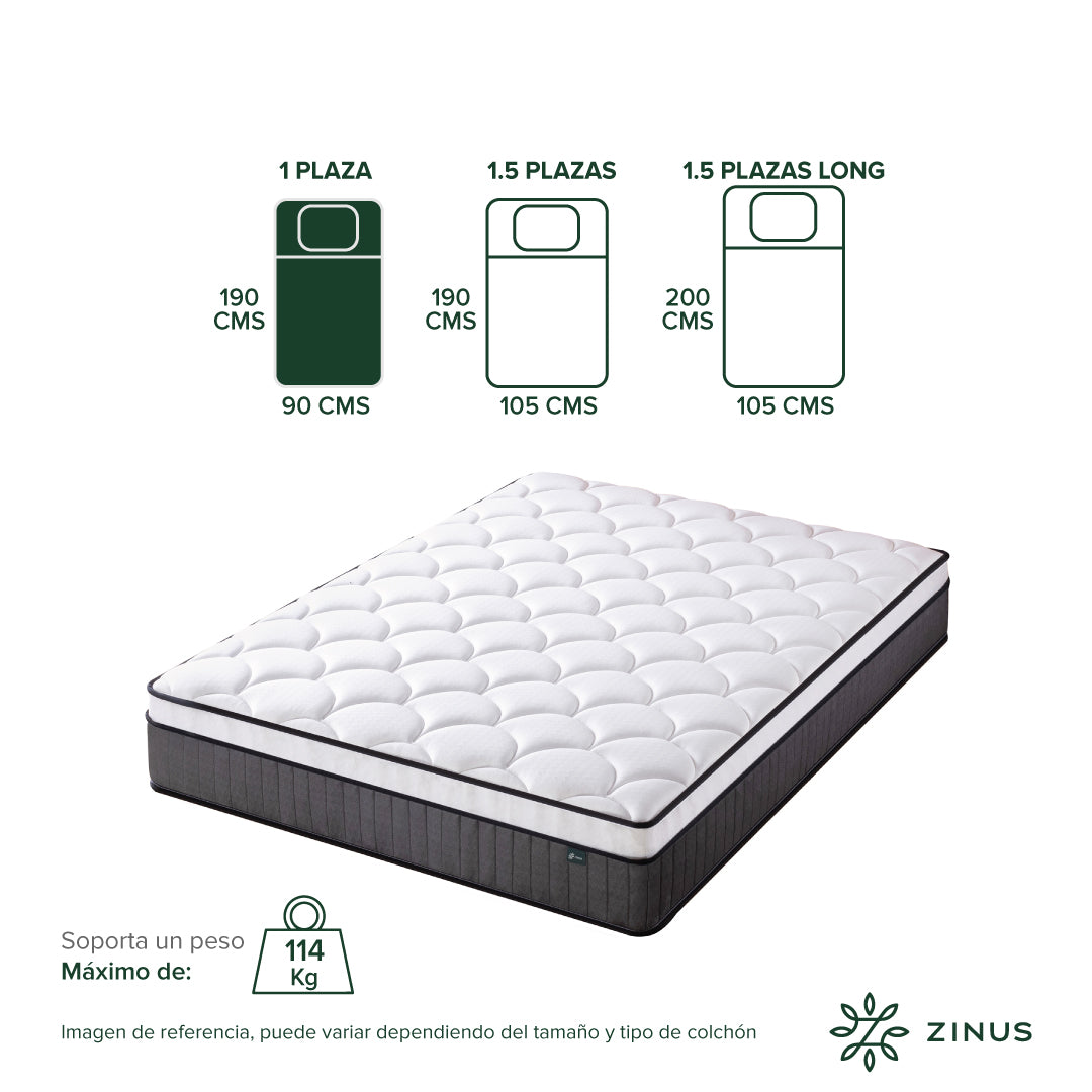 Colchón Zinus Espuma y Resortes Pocket 25cm