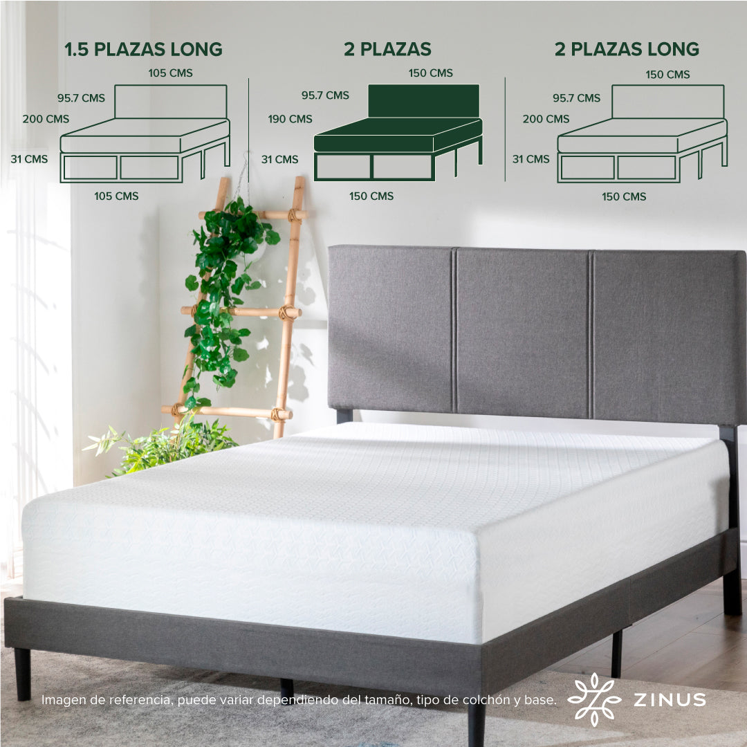 Cama Cambril Zinus Colchon Espuma Green Tea 2 Plazas