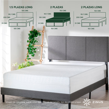 Cama Cambril Zinus Colchon Espuma Green Tea 2 Plazas