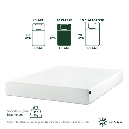 Colchón Zinus 1.5 Plazas  105x190x25cm Espuma Alivia Presión