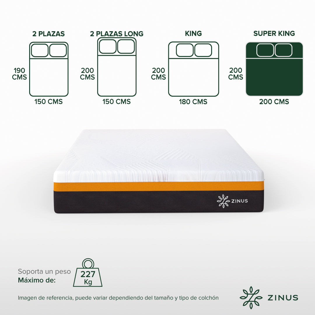 Colchón Zinus Super King 200x200x30cm  Regula Temperatura