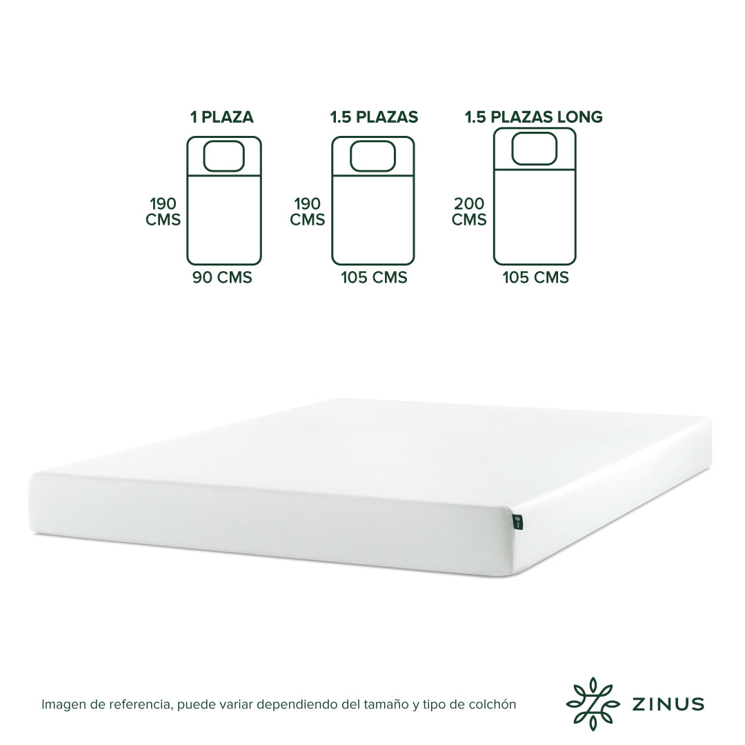 Colchón Zinus 2 Plazas 150x190x15cm Espuma Alivia Presión