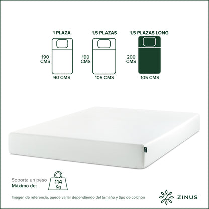 Colchón Zinus 1.5 Plazas Long  105x200x25cm Espuma Alivia Pr