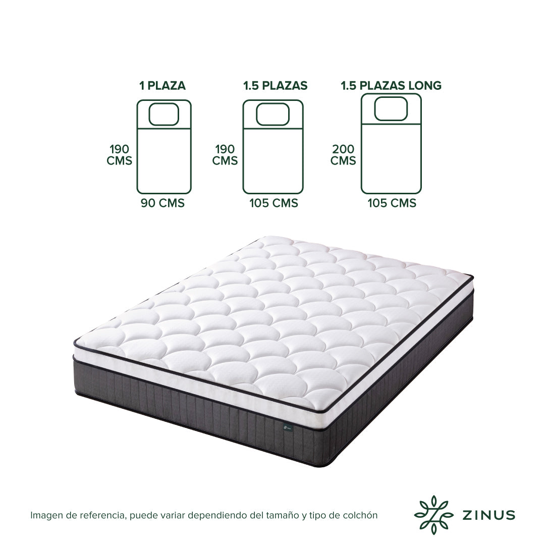 Colchón Zinus 2 Plazas Long 150x200x25cm Espuma y Resortes