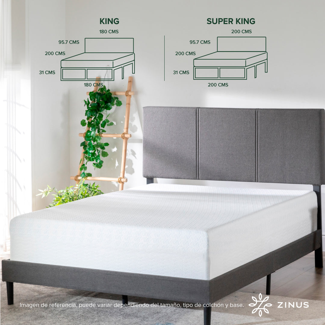 Cama Cambril Zinus Colchón Espuma 2 Plazas Long 30cms