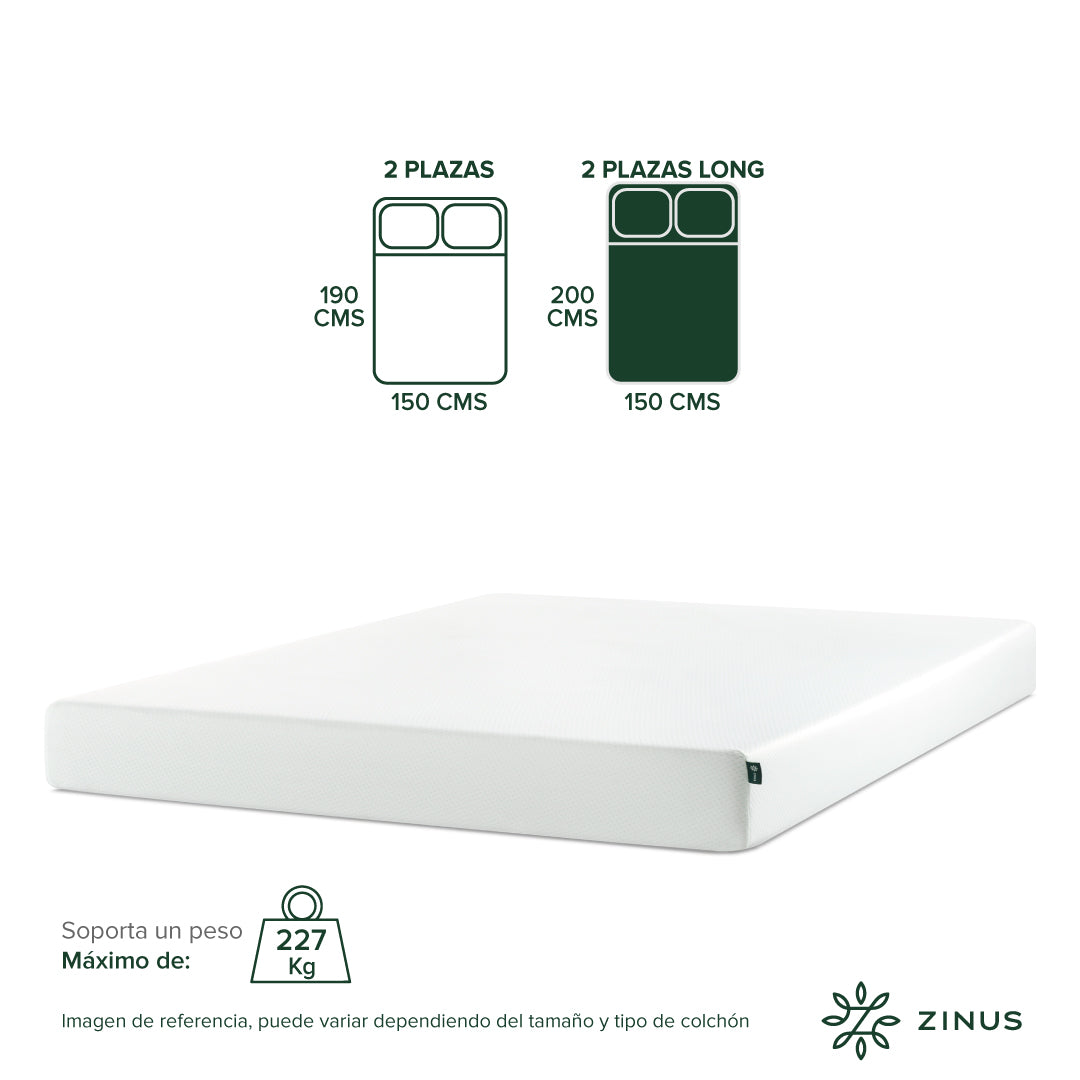 Colchón Zinus 2 Plazas Long 150x200x15cm Espuma Alivia Pres