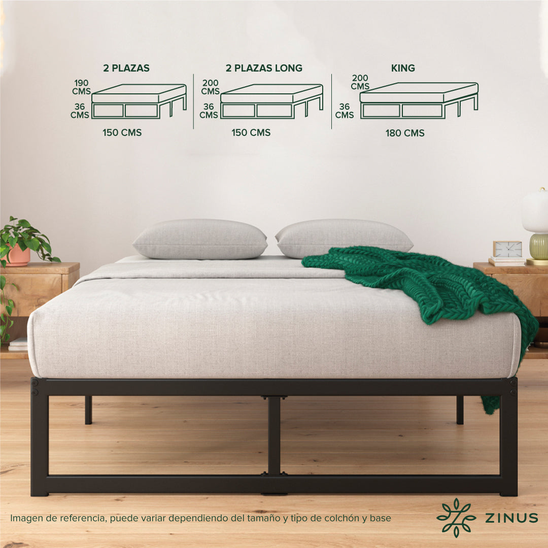 Cama Abel Zinus Colchón Espuma 1.5 Plazas 25cms
