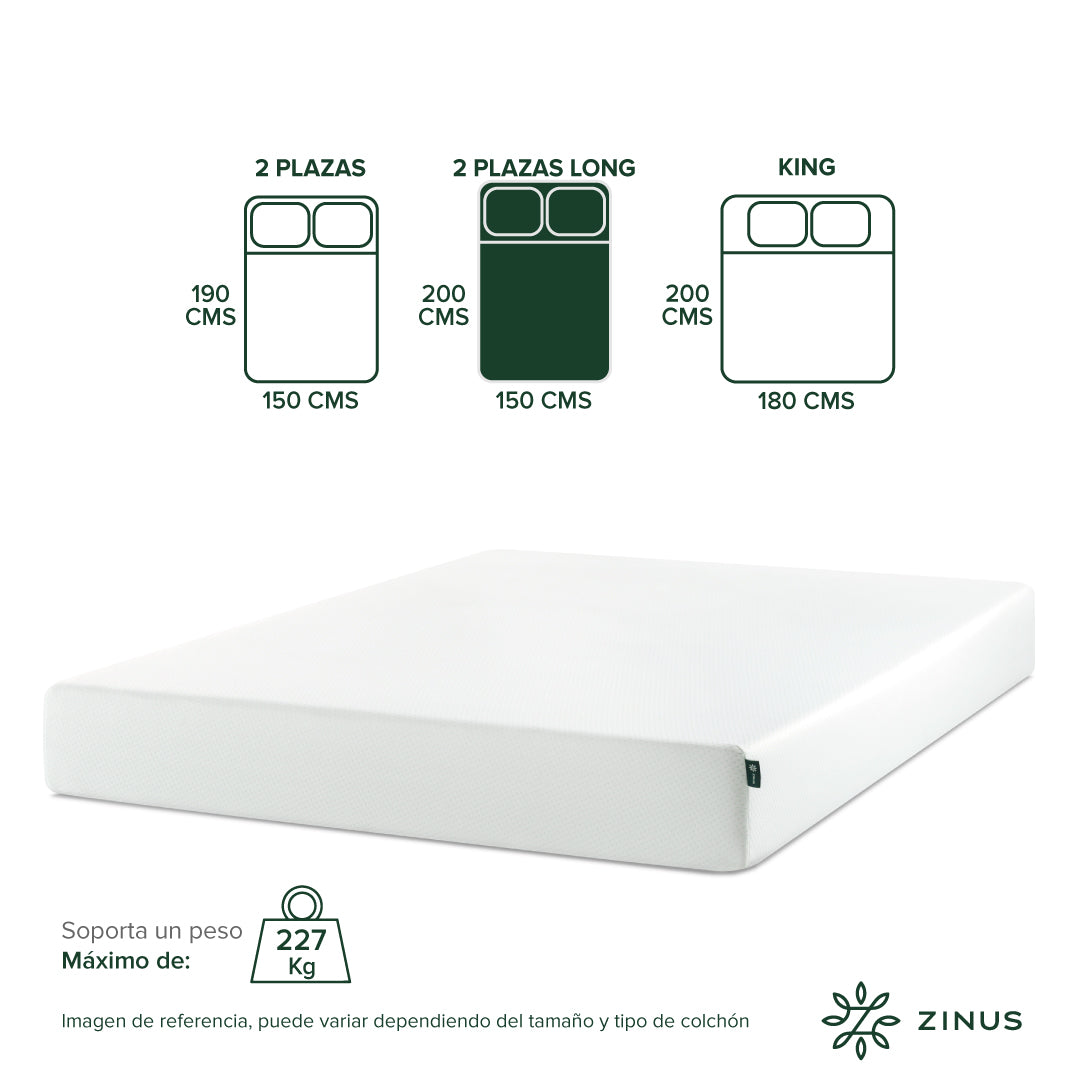 Colchón Zinus 2 Plazas Long 150x200x25cm Espuma Alivia Pres