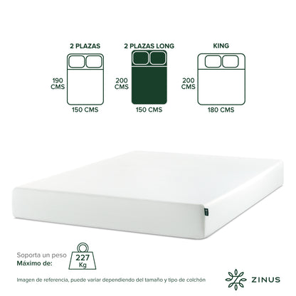Colchón Zinus 2 Plazas Long 150x200x25cm Espuma Alivia Pres
