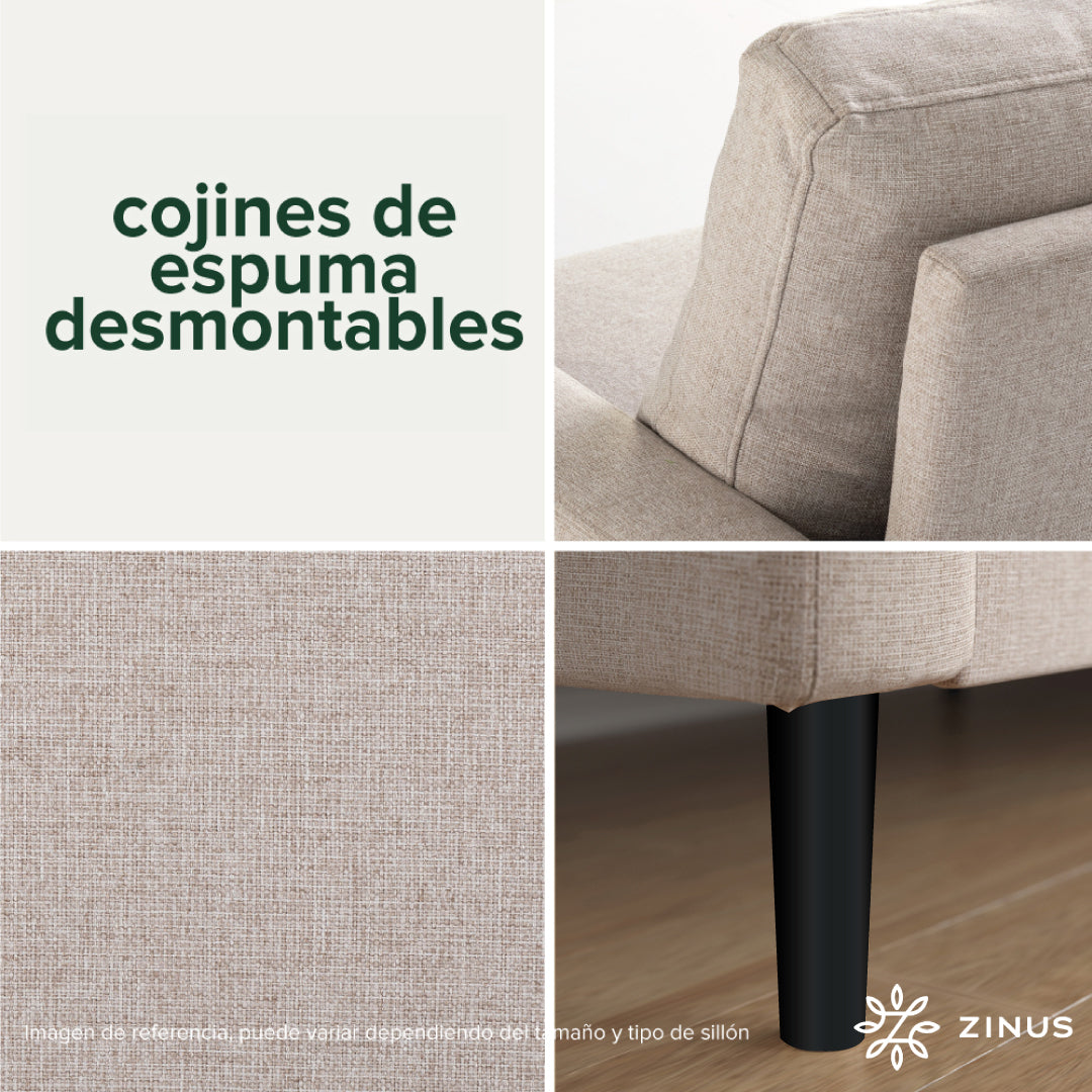 Sofá Colton Zinus 3 cuerpos beige