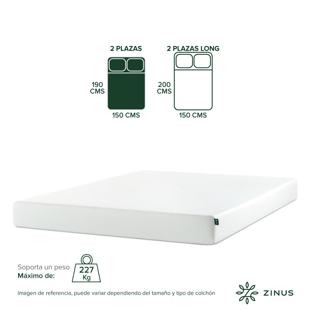 Colchón Zinus 2 Plazas 150x190x15cm Espuma Alivia Presión
