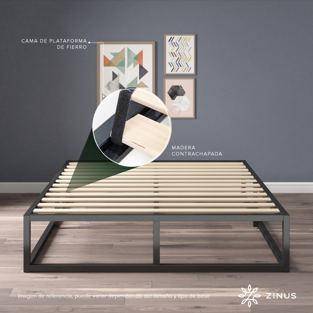 Cama Joseph Zinus Colchón Espuma 2 Plazas Long 25cms