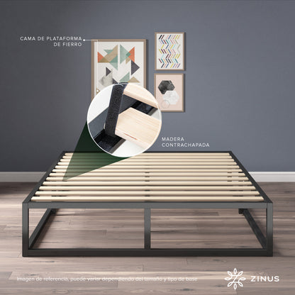 Cama Joseph Zinus Colchón Espuma 2 Plazas Long 25cms