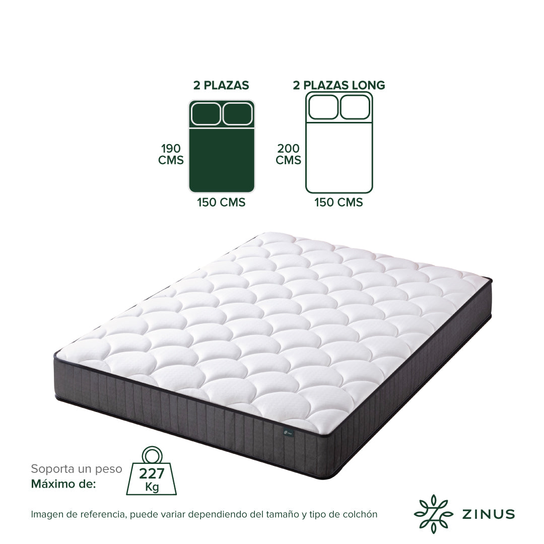 Colchón Zinus 2 Plazas 150x190x20cm Espuma y Resortes Pocket