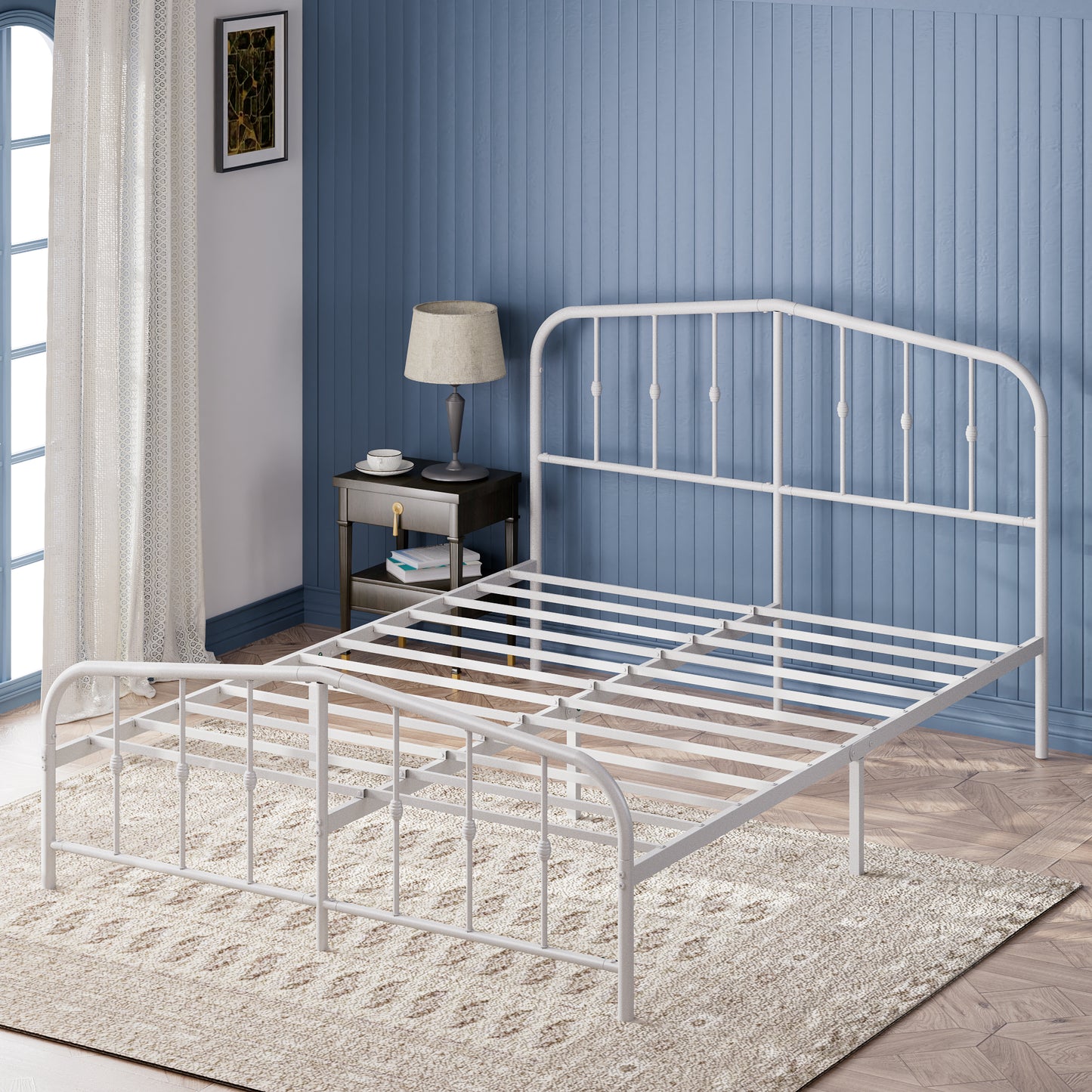Base de cama de metal blanca HEIDI Zinus 1 plaza 90x190x30cm
