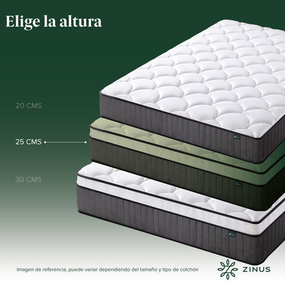 Colchón Zinus 1.5 Plazas 105x190x25cm Espuma y Resortes