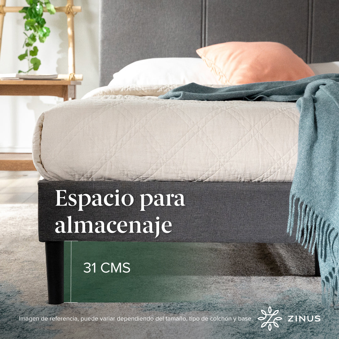 Cama Cambril Zinus Colchón Espuma 2 Plazas Long 30cms