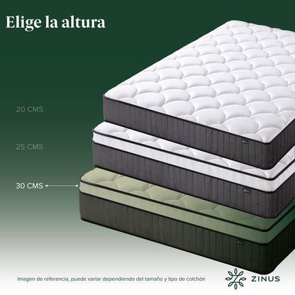 Colchón Zinus 1 Plaza 90x190x30cm Espuma y Resortes Pocket