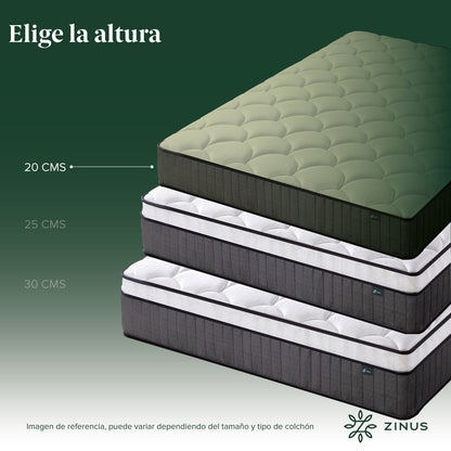 Colchón Zinus King 180x200x20cm Espuma y Resortes Pocket