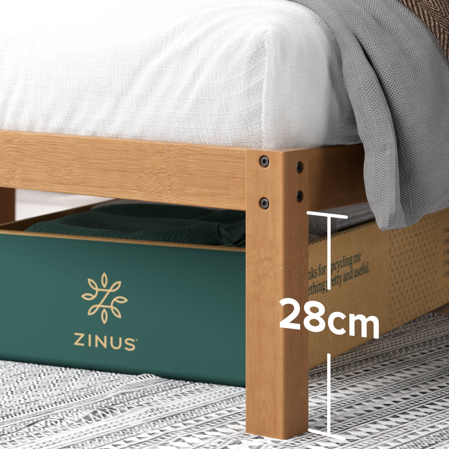 Base de Cama  Zinus  1.5 Plazas Long 105x200x30cm Leah