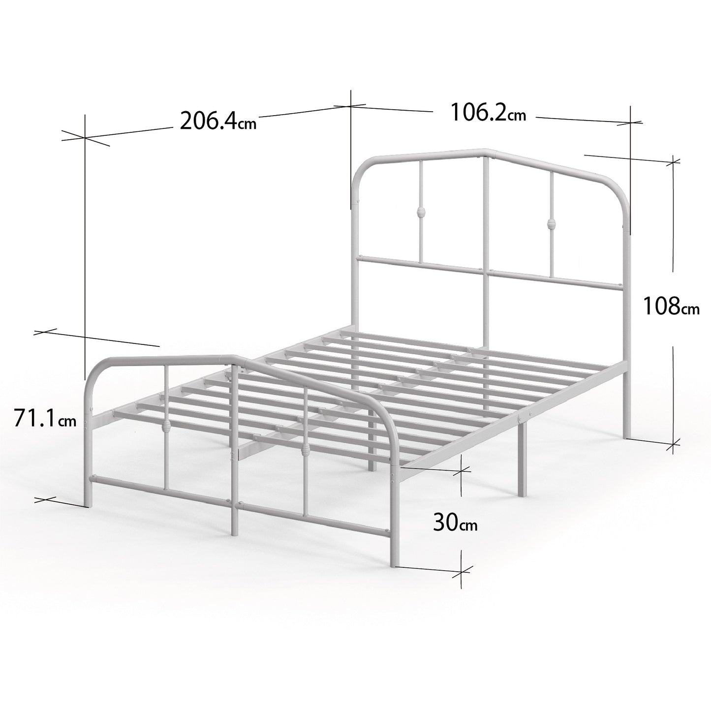Base de cama de metal Heidi Blanca con respaldo