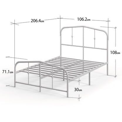 Base de cama de metal Heidi Blanca con respaldo