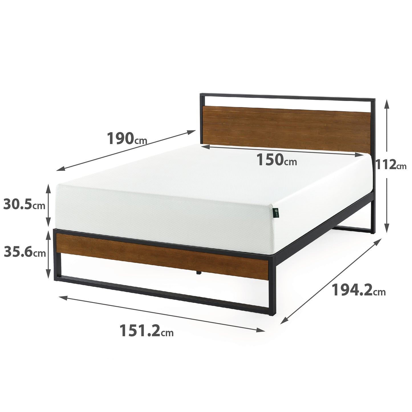 Cama Suzanne Zinus Colchon Espuma Green Tea 2 Plazas
