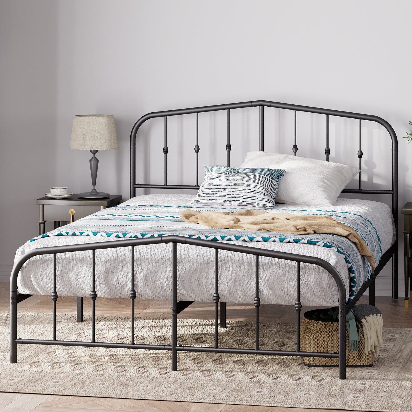 Base de Cama  Zinus Heidi Negra con respaldo