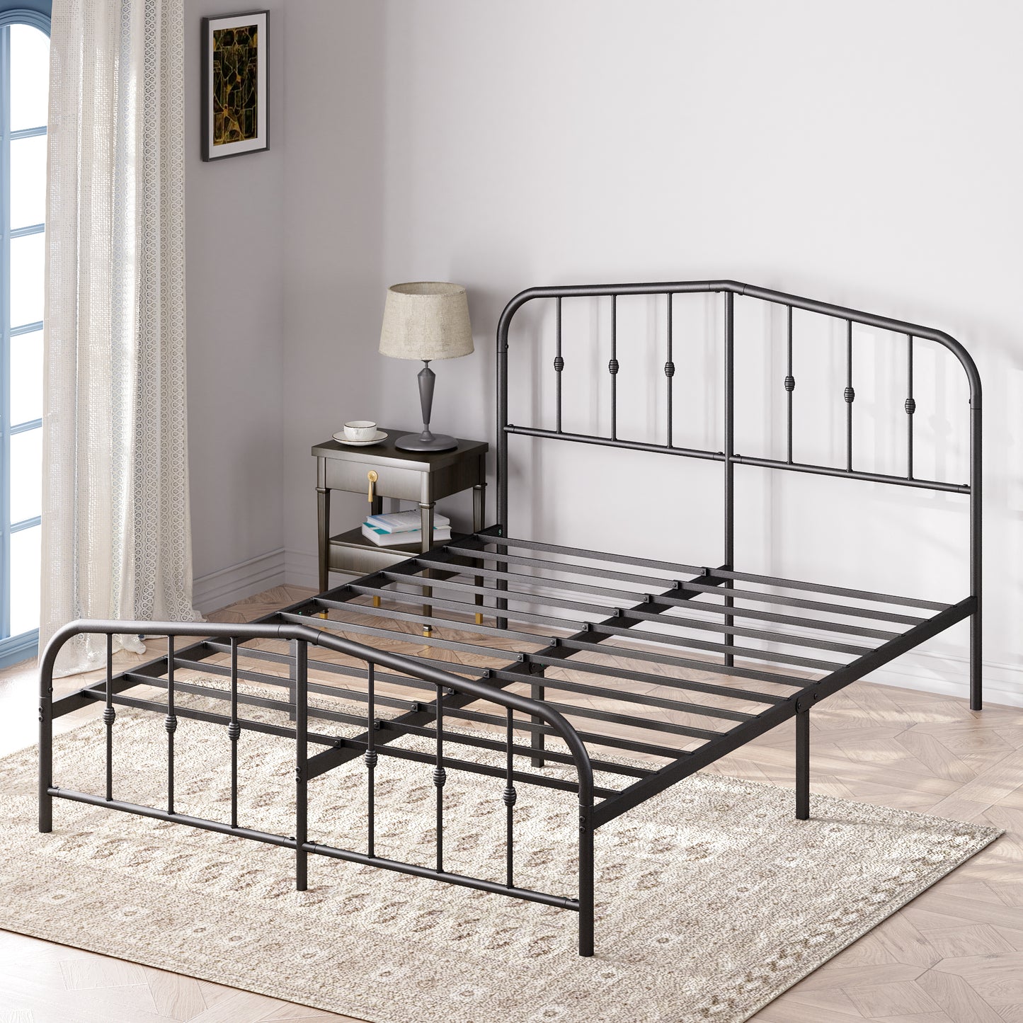 Base de Cama  Zinus Heidi Negra con respaldo