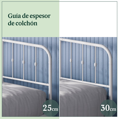 Base de cama de metal blanca HEIDI Zinus 1 plaza 90x190x30cm